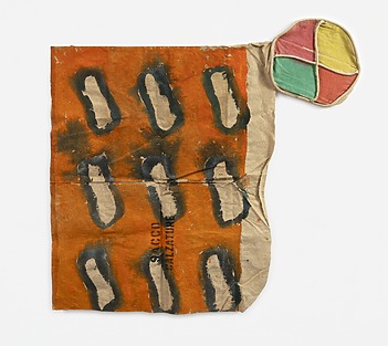 CLAUDE VIALLAT Sans titre n°87, 2026 Acrylique sur polochon en toile | Acrylic on duffel bag 152 × 152 cm — 59 3/4×59 3/4 in